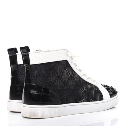 Christian Louboutin Fabric Calfskin Croc Embossed Mens Lou Spikes Orlato Flat Sneakers 42 Multicolor 4 of 9