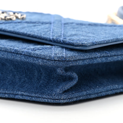 Chanel Denim Quilted Chanel 19 Wallet On Chain WOC Blue 11 of 17