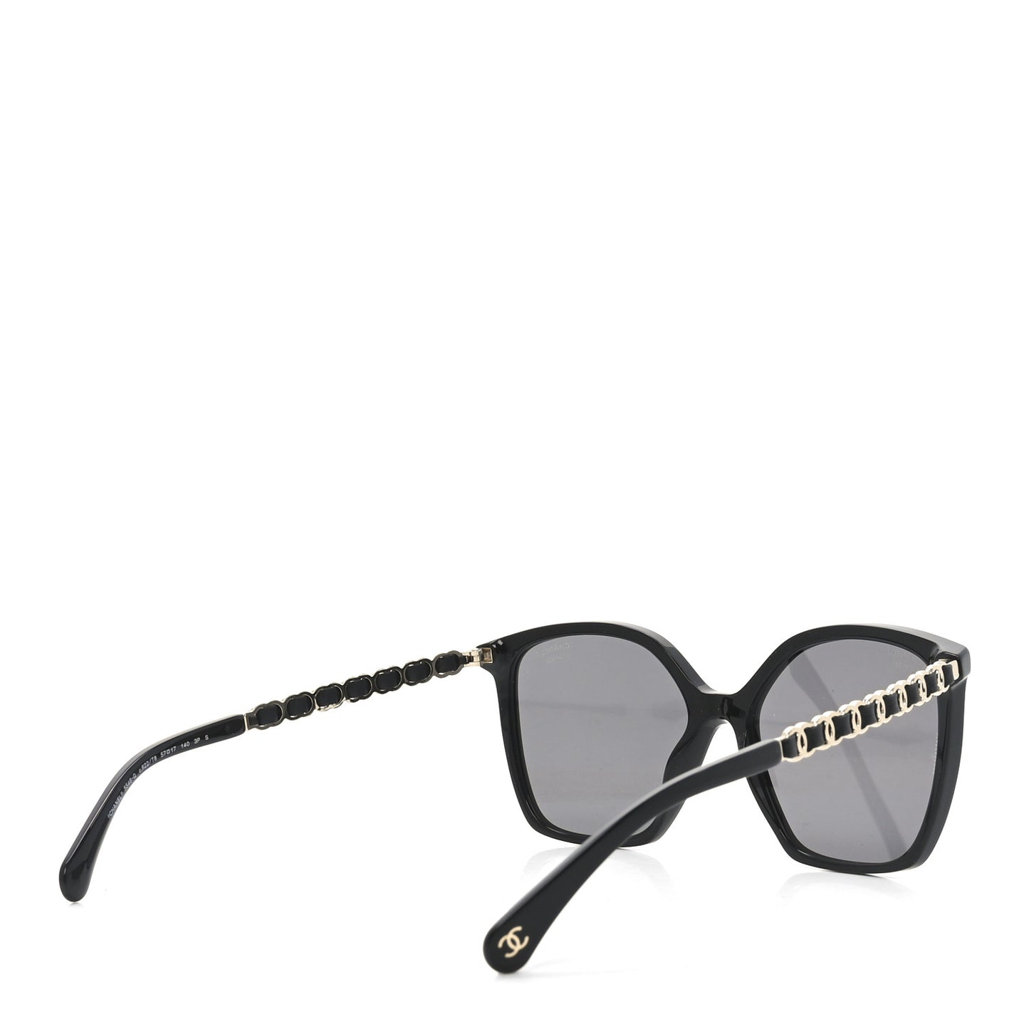 Acetate Calfskin Square Sunglasses 5546-Q Black