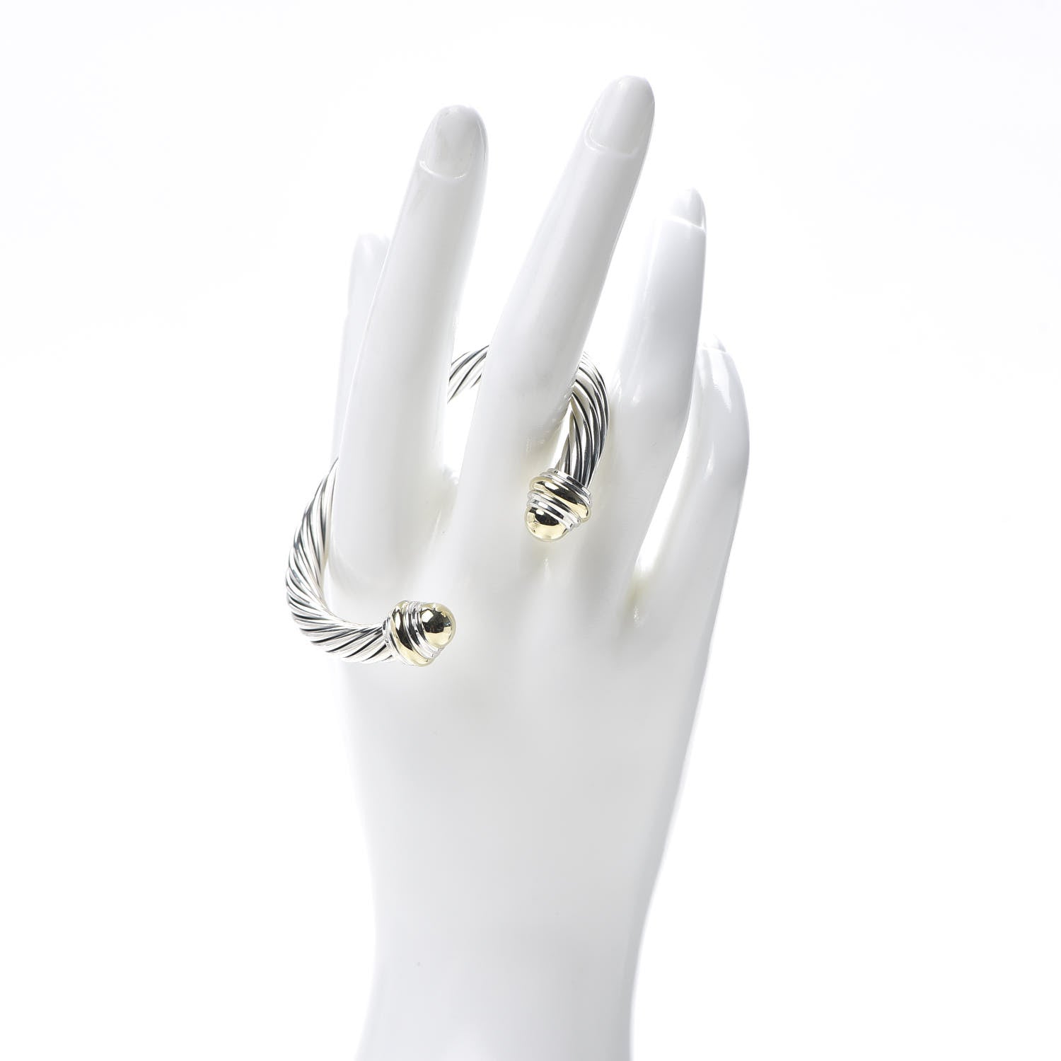 David Yurman Sterling Silver 14K Yellow Gold 7mm Cable Classics Bracelet 2 of 5