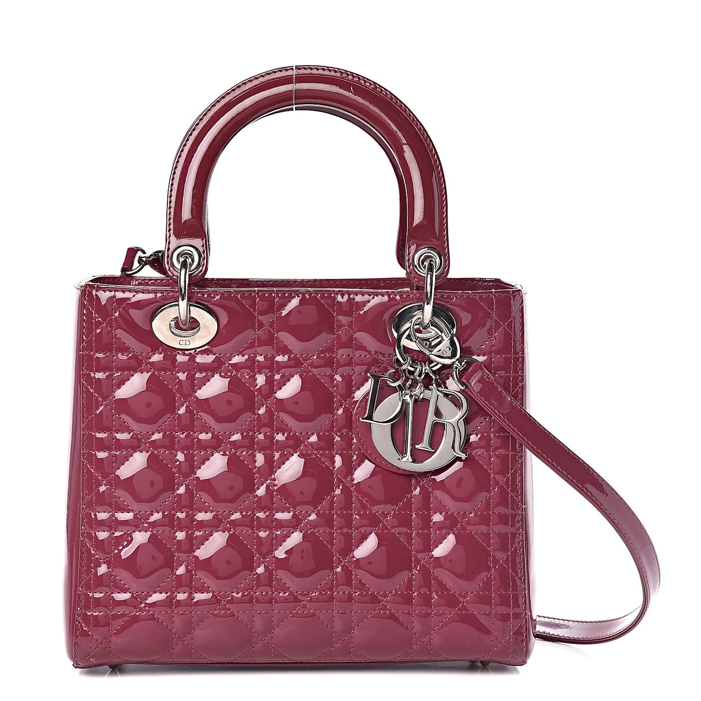 Patent Cannage Medium Lady Dior Dark Pink
