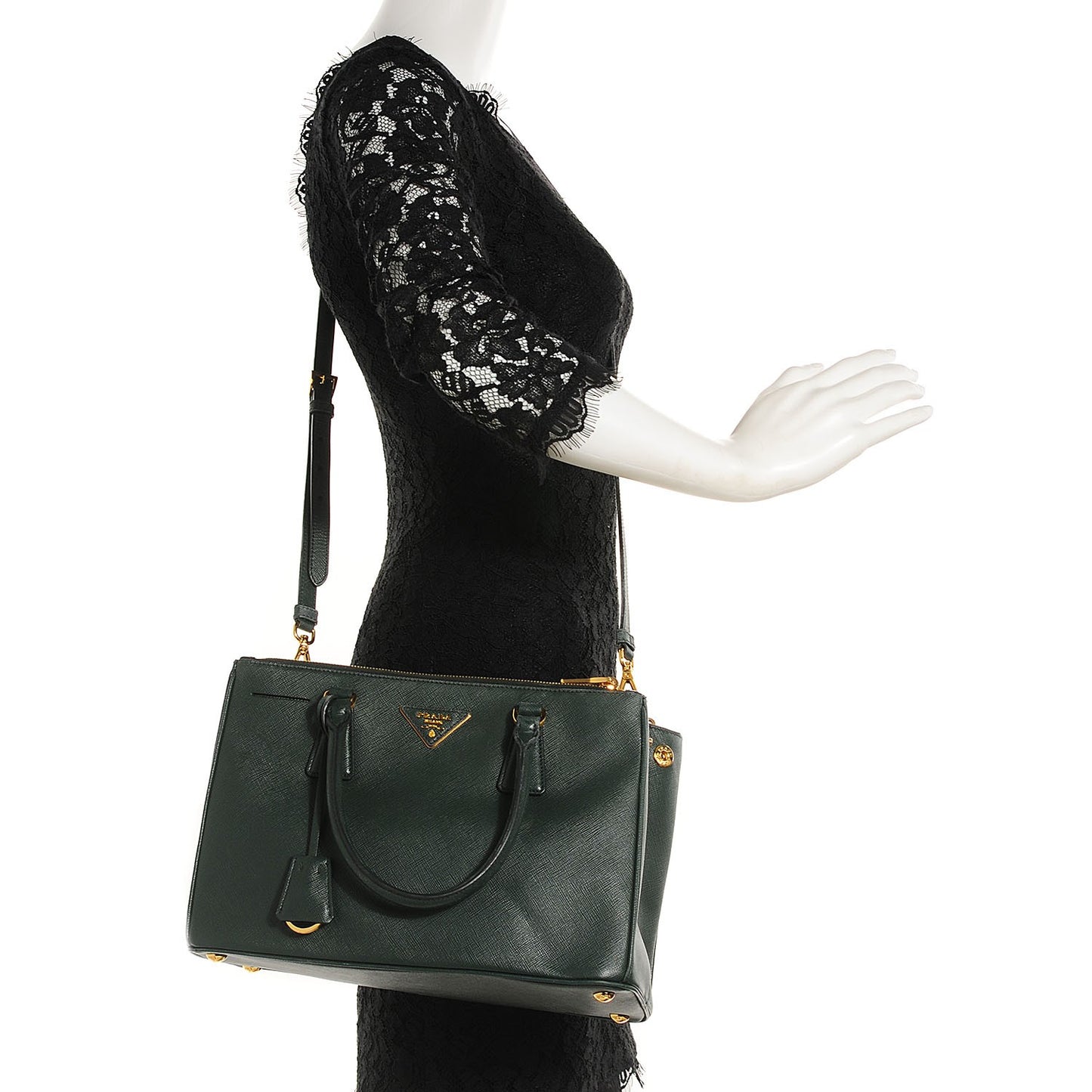 Saffiano Lux Small Double Zip Tote Smeraldo