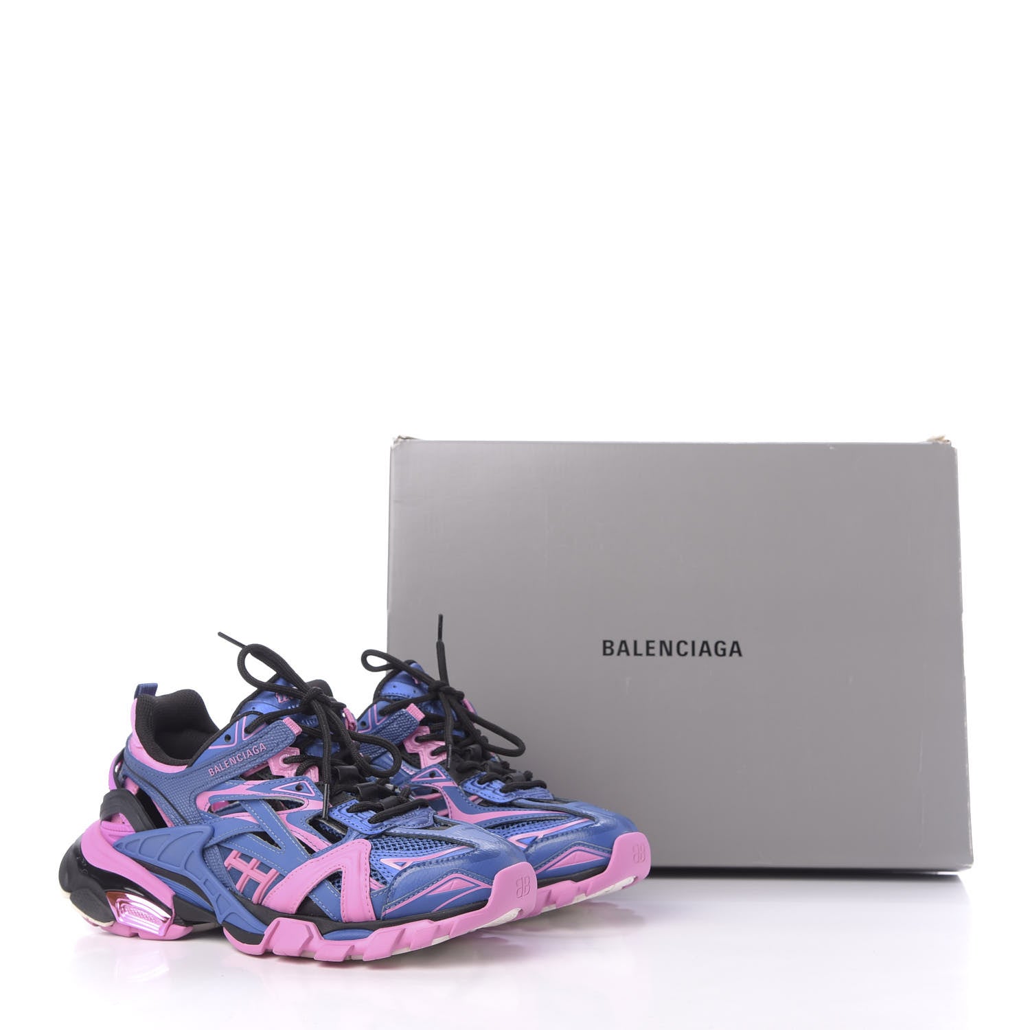 Balenciaga Rubber Mesh Bi-Color Womens Track.2 Open Sneakers 38 Blue Pink 11 of 11