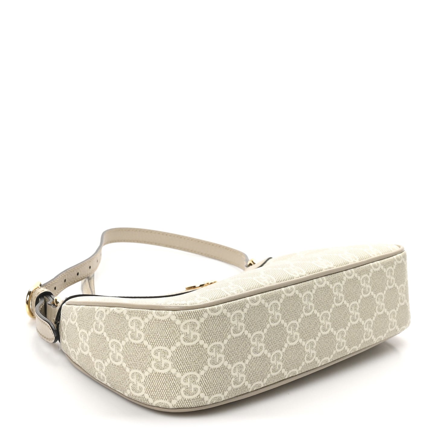 GG Supreme Monogram Textured Dollar Calfskin Small Ophidia Hobo Beige Mystic White Oatmeal
