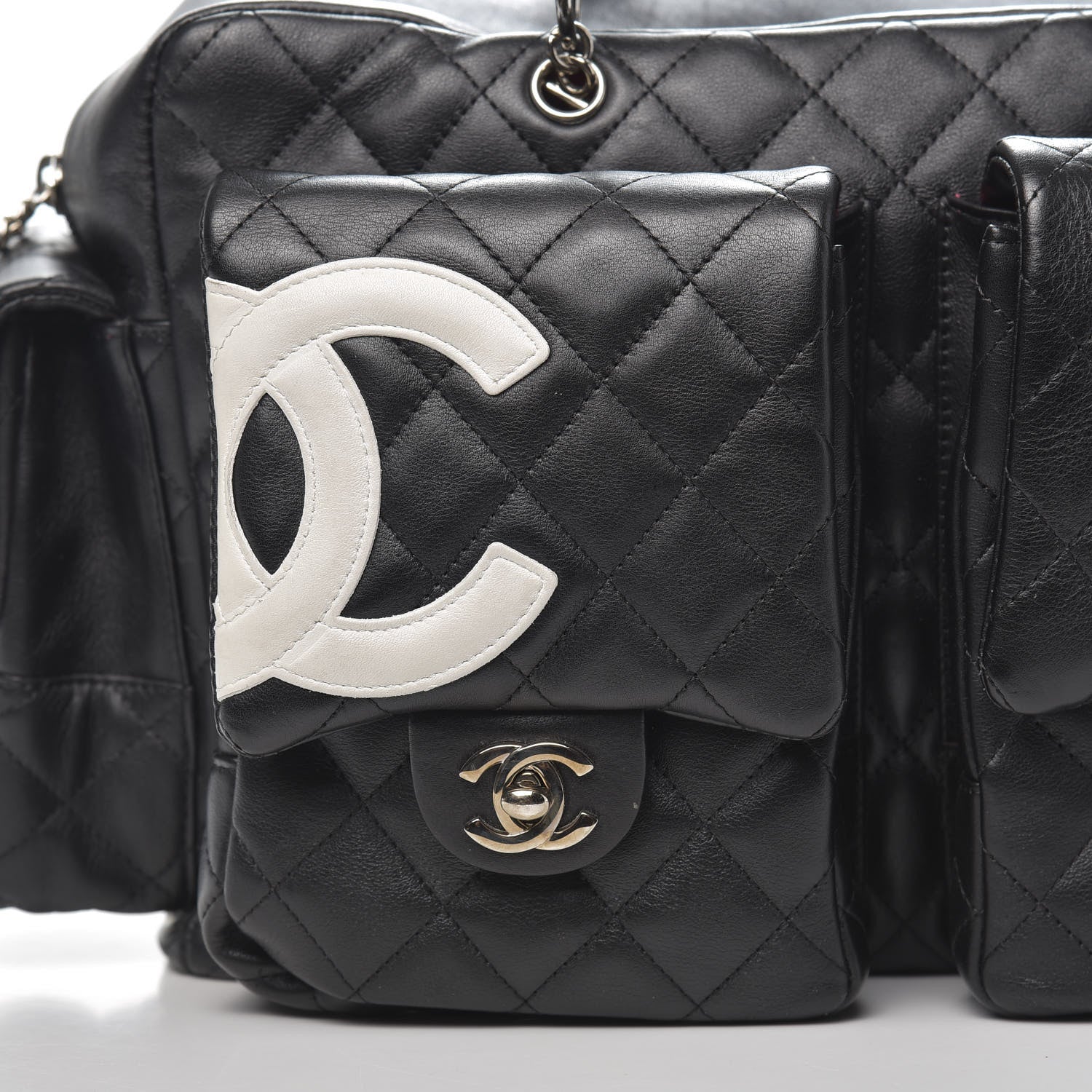 Chanel Calfskin Quilted Large Cambon Multipocket Reporter Black White 14 of 14