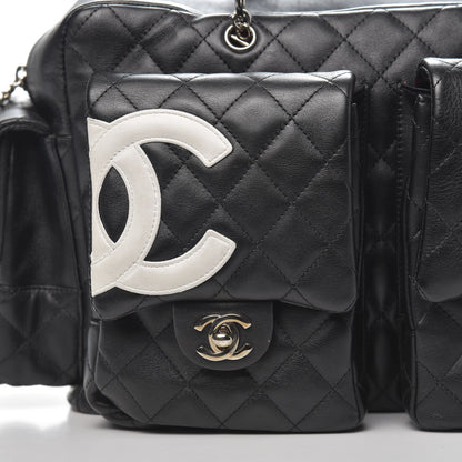 Chanel Calfskin Quilted Large Cambon Multipocket Reporter Black White 14 of 14