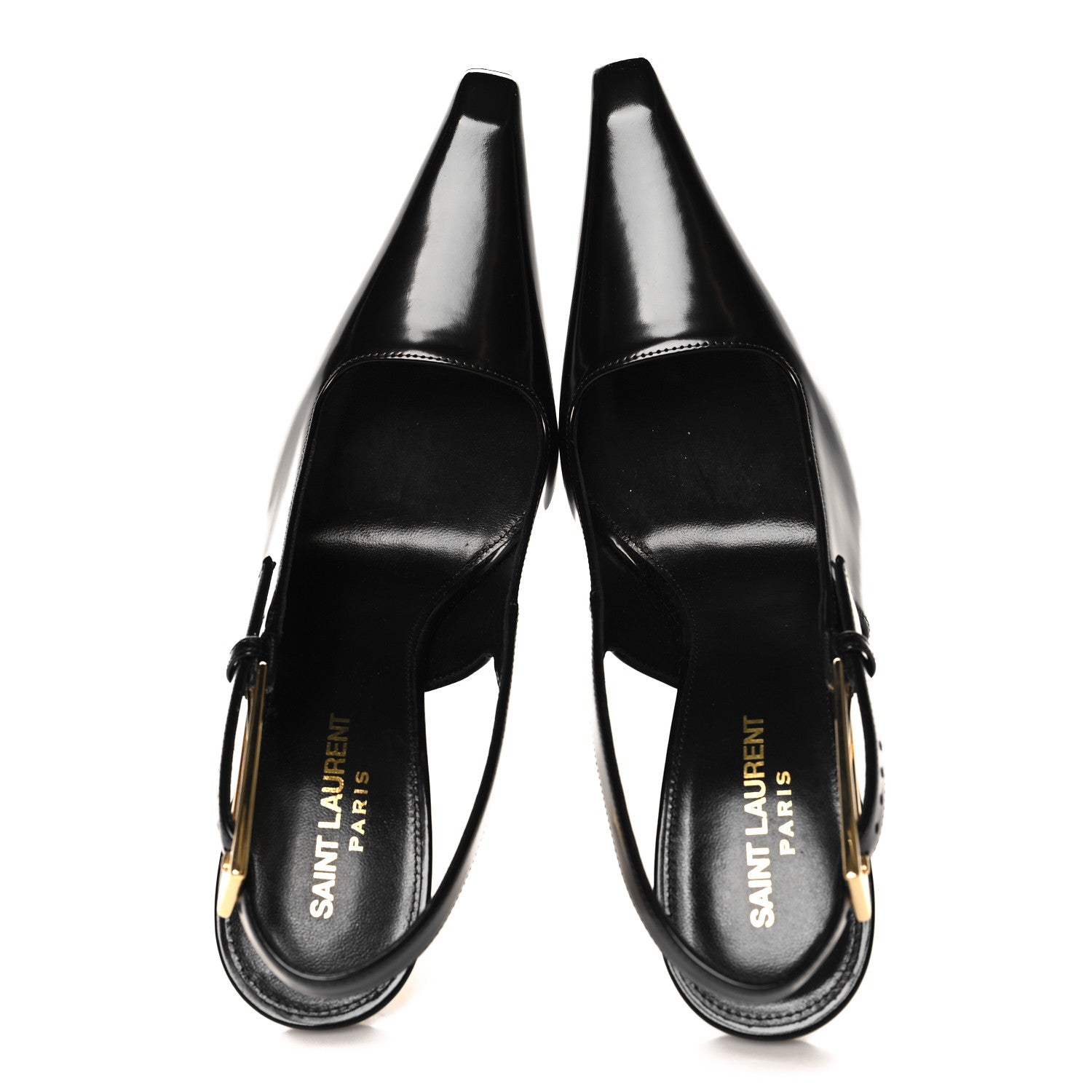 Saint Laurent Glazed Calfskin Lee Slingback Pumps 38 Black 2 of 9