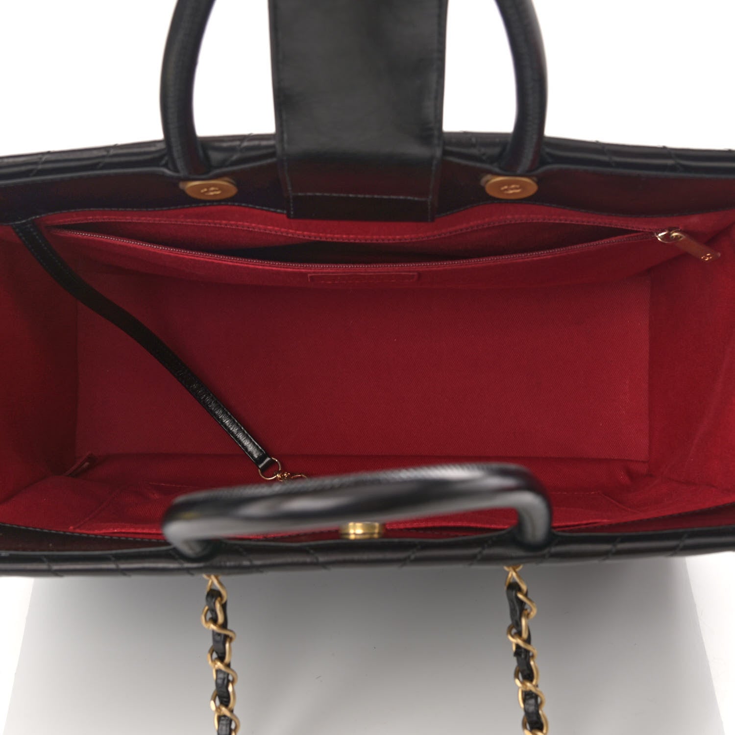 Chanel Aged Calfskin Chevron Large Coco Handle Shopping Tote Black 5 of 11