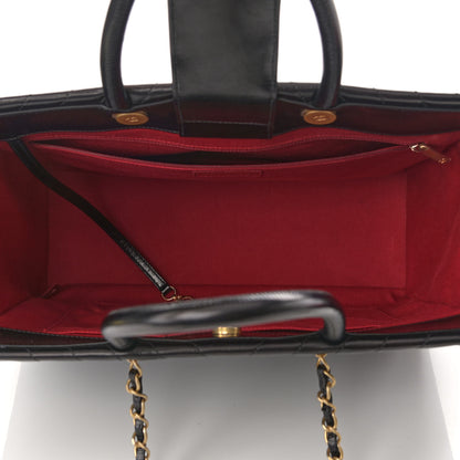 Chanel Aged Calfskin Chevron Large Coco Handle Shopping Tote Black 5 of 11