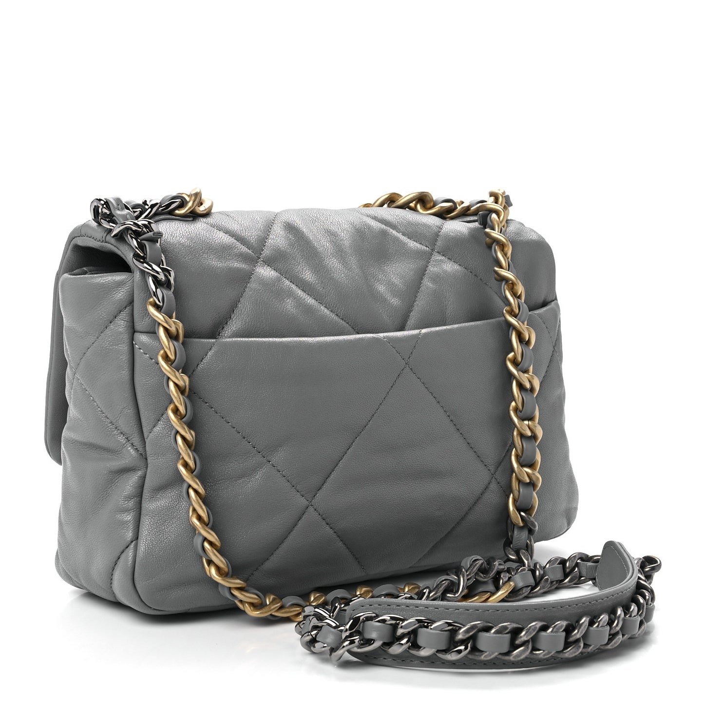 Goatskin Quilted Medium Chanel 19 Flap Grey