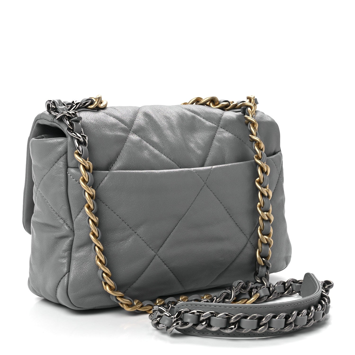 Chanel Goatskin Quilted Medium Chanel 19 Flap Grey 3 of 11