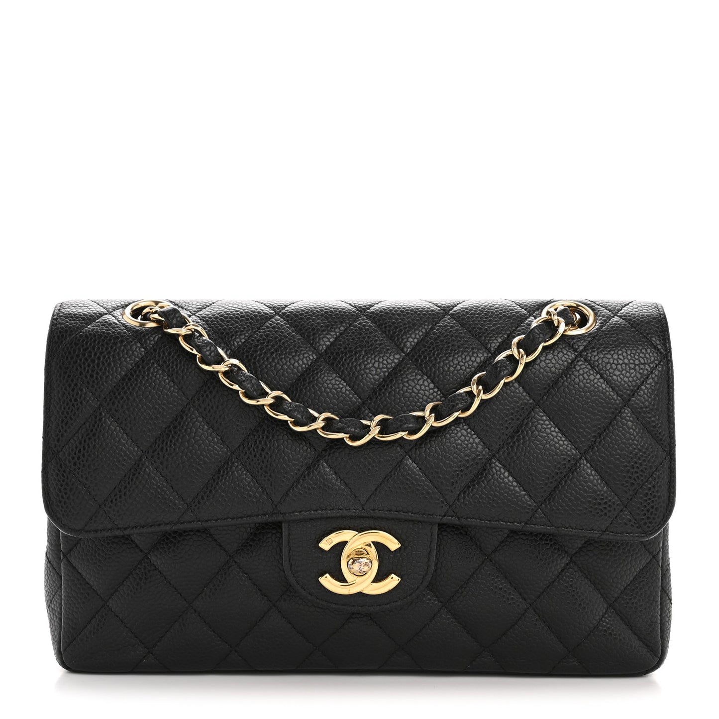 Caviar Quilted Small Double Flap Black
