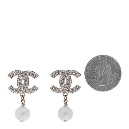 Chanel Crystal Pearl CC Drop Earrings Gold 2 of 4