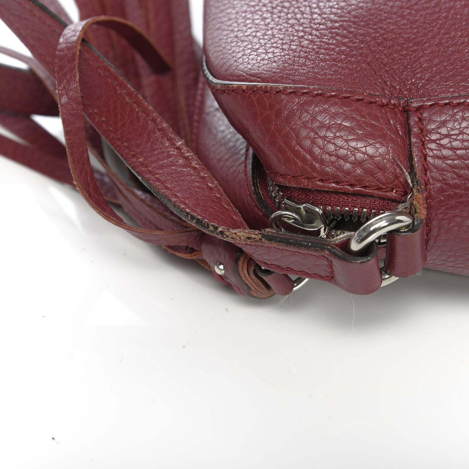 Gucci Pebbled Calfskin Studded Small Soho Disco Bag Soft Burgundy 12 of 19