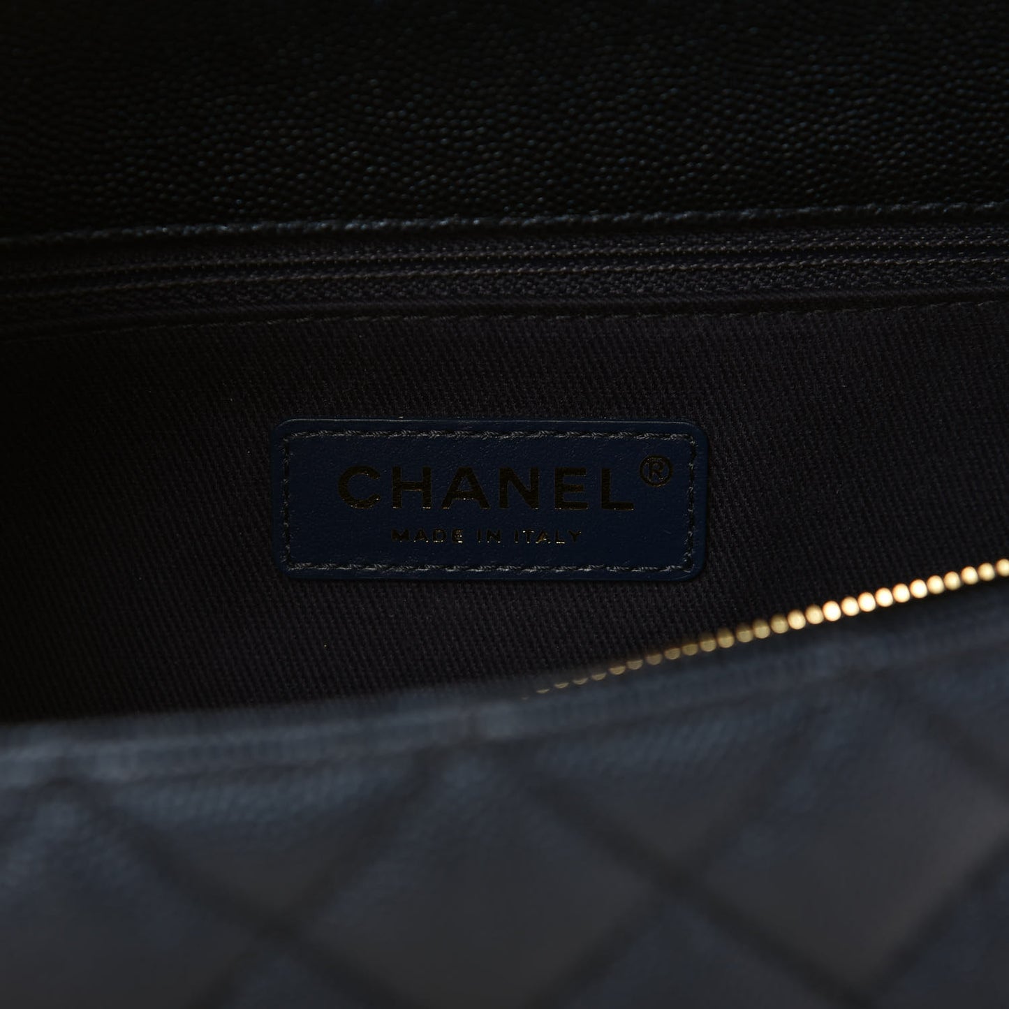 Iridescent Caviar Quilted Small Coco Handle Flap Dark Blue