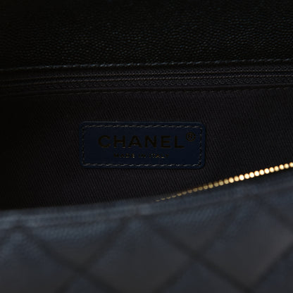 Chanel Iridescent Caviar Quilted Small Coco Handle Flap Dark Blue 8 of 11