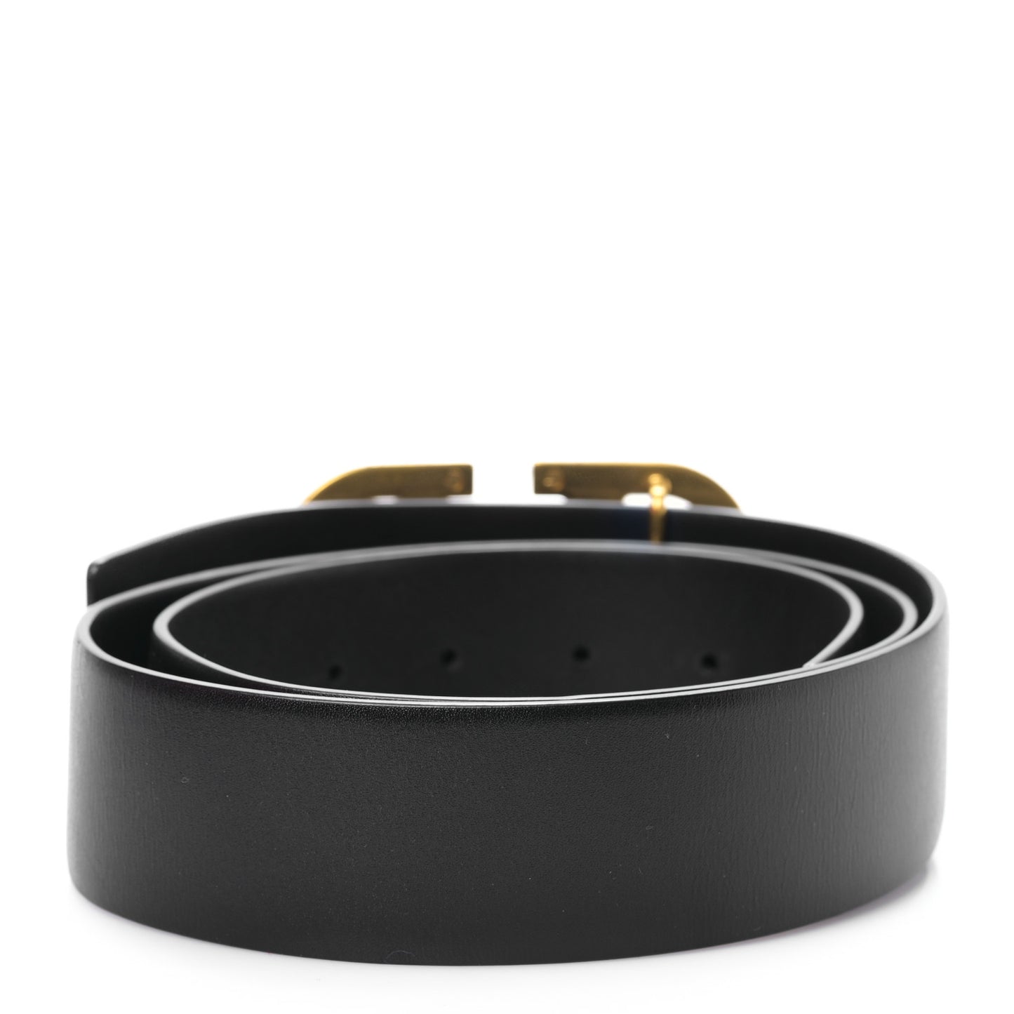 Glossy Calfskin Monochrome VLogo Belt 85 34 Black