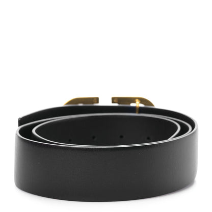 Valentino Garavani Glossy Calfskin Monochrome VLogo Belt 85 34 Black 2 of 5
