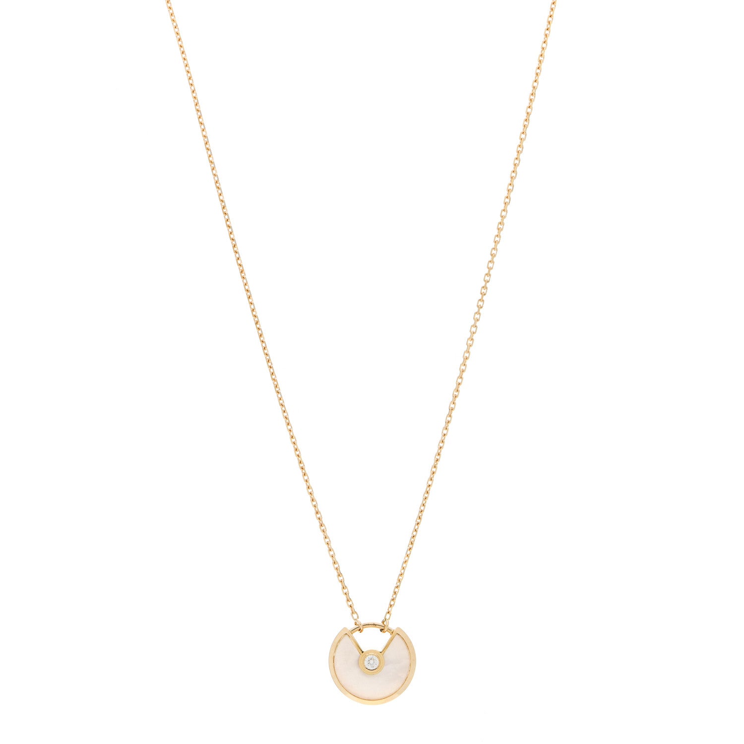 Cartier 18K Yellow Gold Diamond Mother of Pearl XS Amulette de Cartier Pendant Necklace 1 of 5