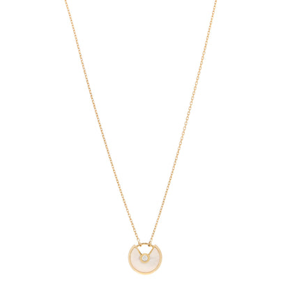 Cartier 18K Yellow Gold Diamond Mother of Pearl XS Amulette de Cartier Pendant Necklace 1 of 5