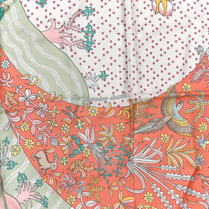 Hermes Silk Le Premier Chant Scarf 90 Abricot Ciel Vert 5 of 5