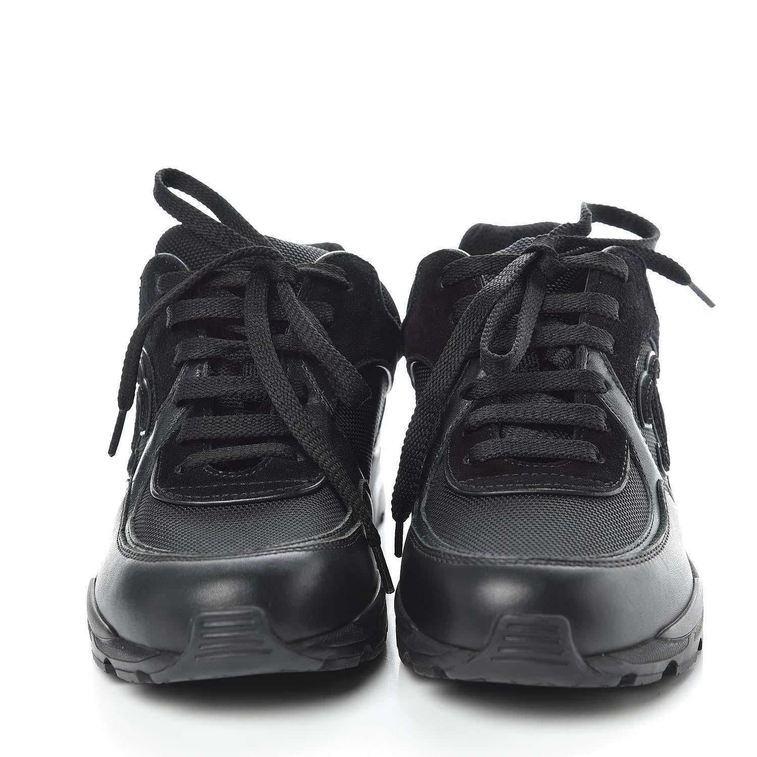 Chanel Toile Suede Calfskin CC Sneakers 35 Black 2 of 8