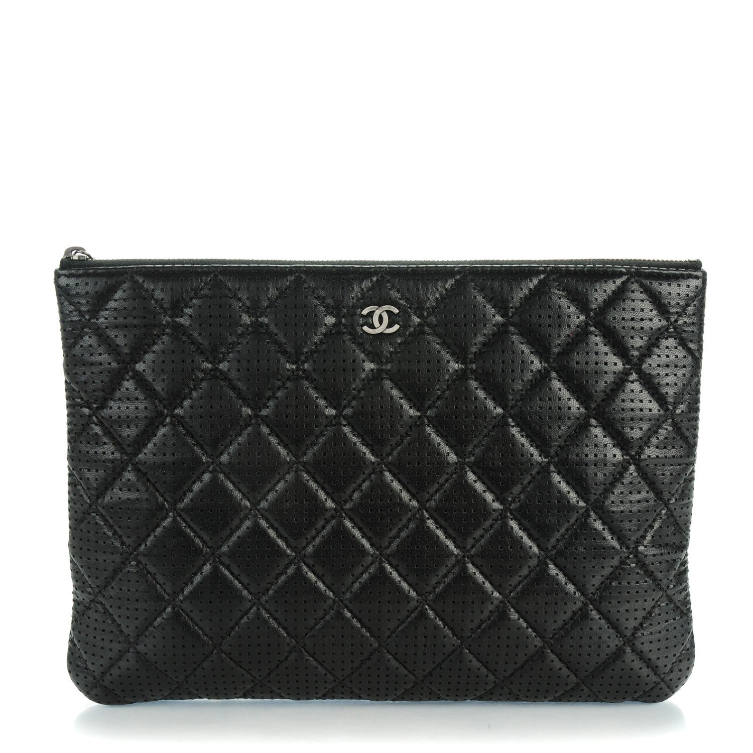 Chanel Perforated Lambskin Quilted Medium Cosmetic Case Black 1 of 7