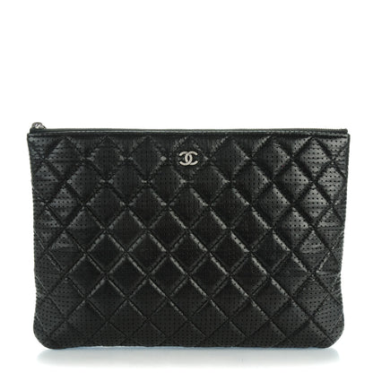 Chanel Perforated Lambskin Quilted Medium Cosmetic Case Black 1 of 7