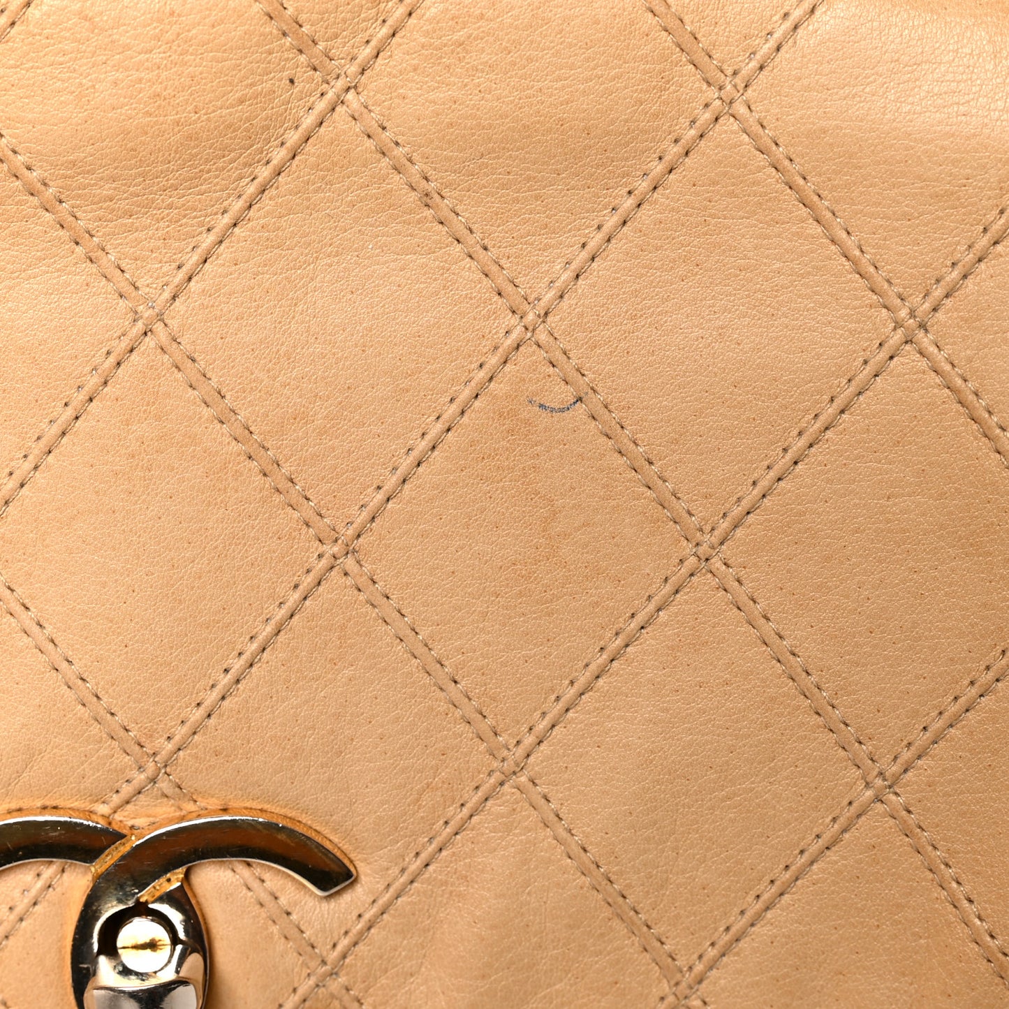 Lambskin Stitched Medium Single Flap Beige