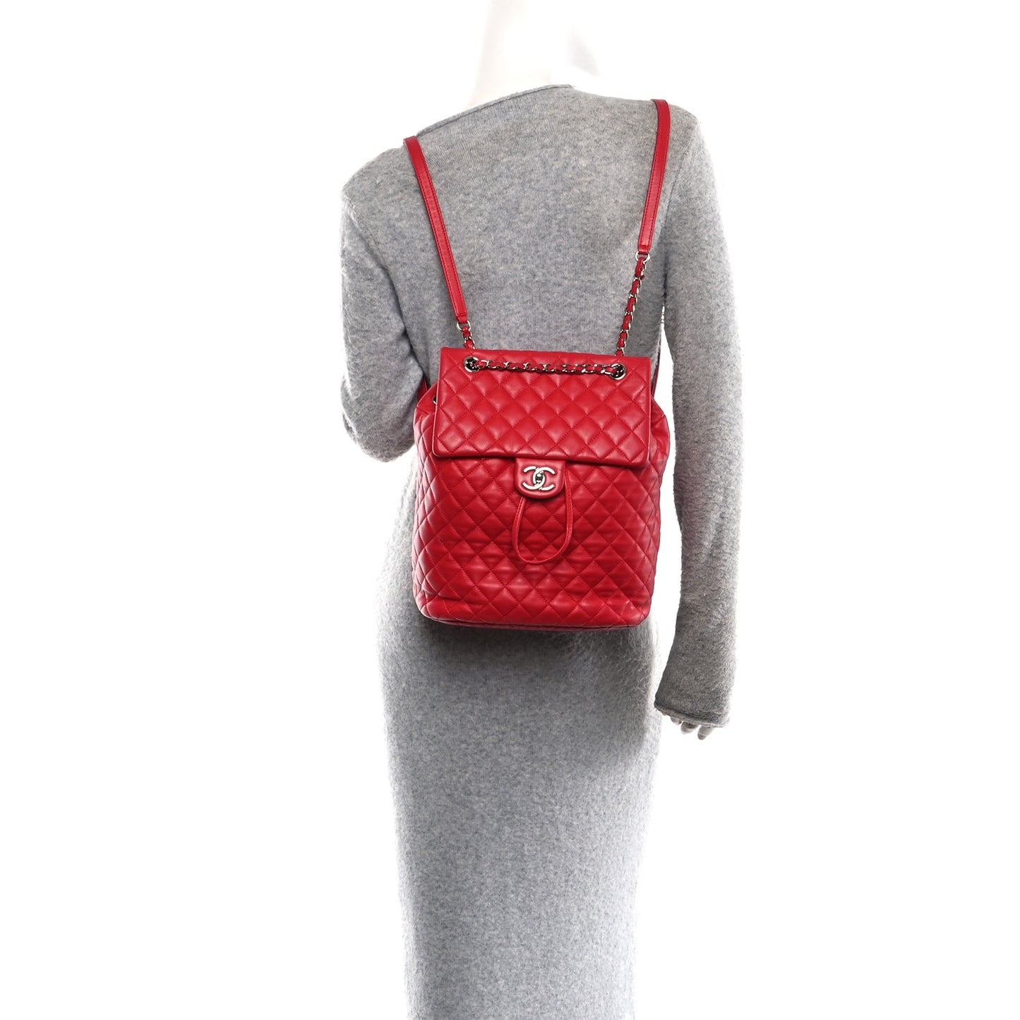 Lambskin Quilted Large Urban Spirit Backpack Red