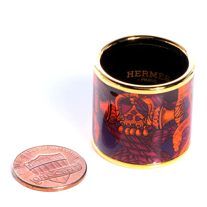 Hermes Enamel Printed Della Cavalleria Scarf Ring 2 of 6