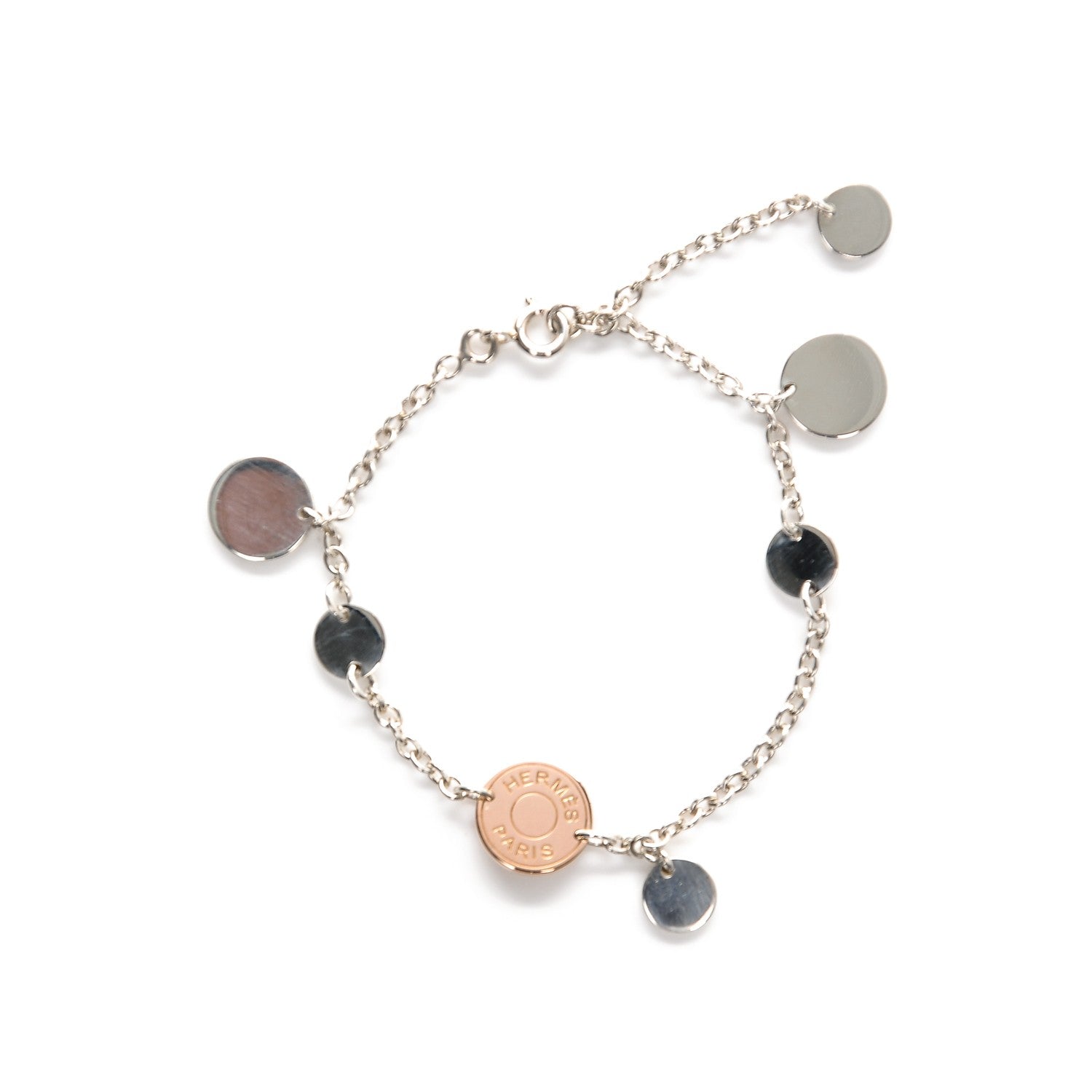 Hermes Sterling Silver 18K Rose Gold Confettis Bracelet SH 5 of 7