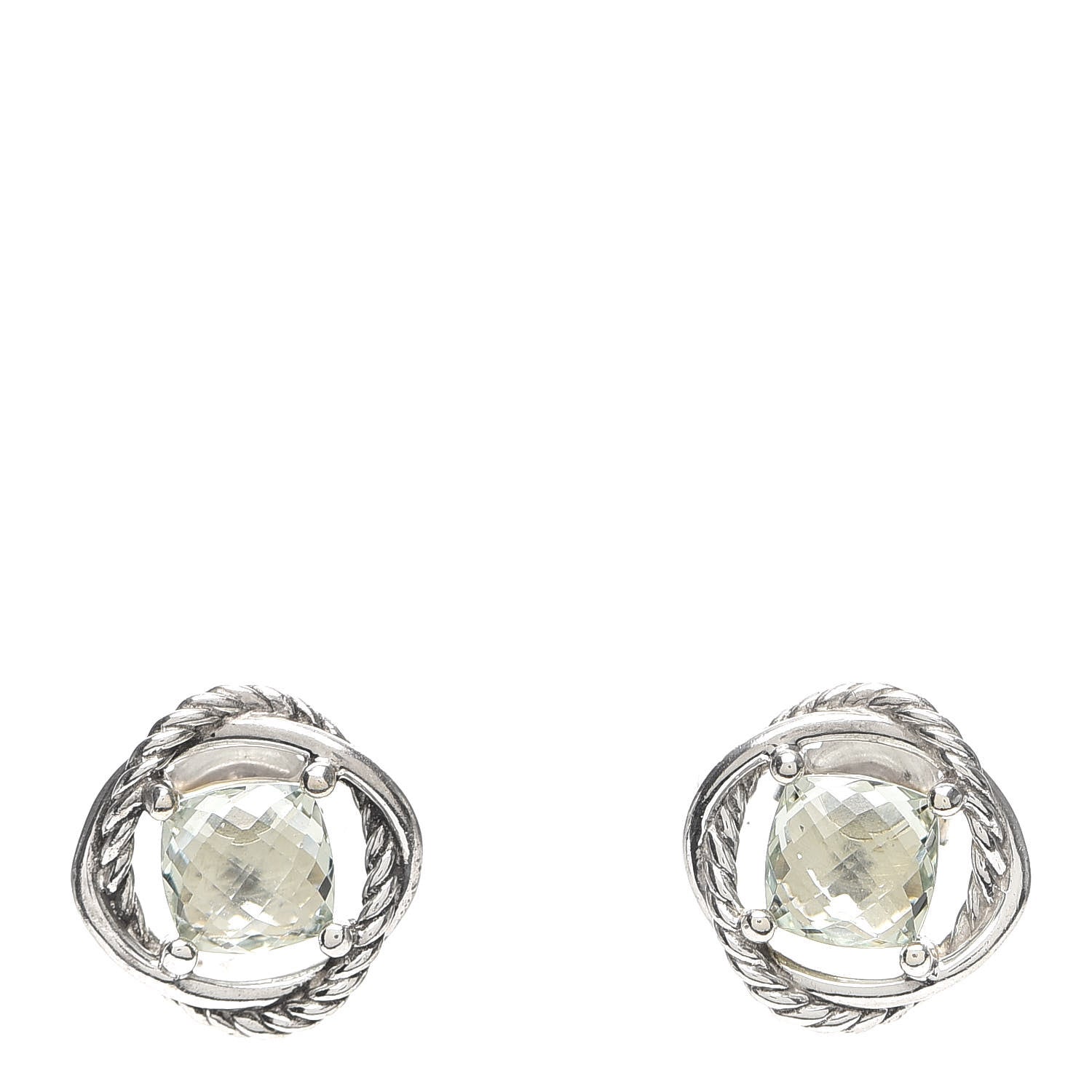 David Yurman Sterling Silver Prasiolite 7mm Infinity Earrings 1 of 4