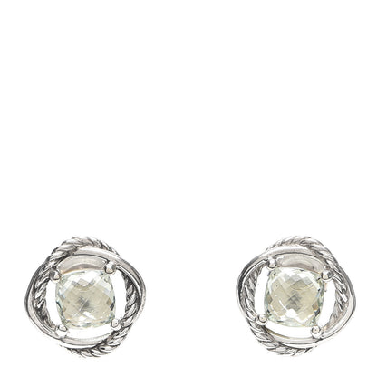 David Yurman Sterling Silver Prasiolite 7mm Infinity Earrings 1 of 4