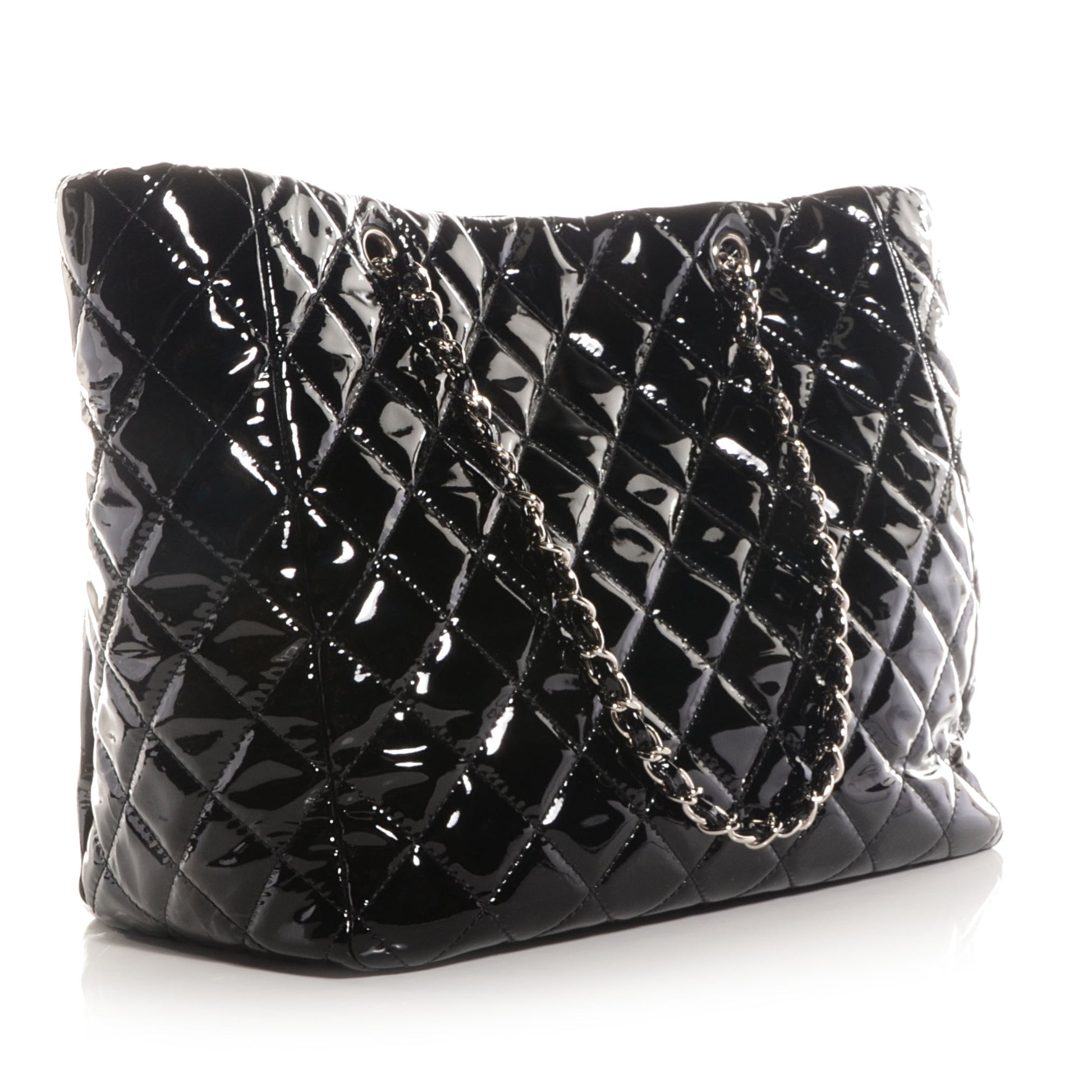Chanel Patent Quilted Chic and Glitter Large Tote Black 3 of 7