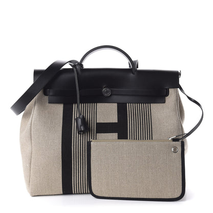 Hermes Vache Hunter Toile H Vibration Herbag Zip 39 MM Ecru Black White 1 of 10