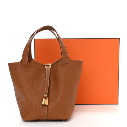 Hermes Taurillon Clemence Picotin Lock 22 MM Gold 11 of 11