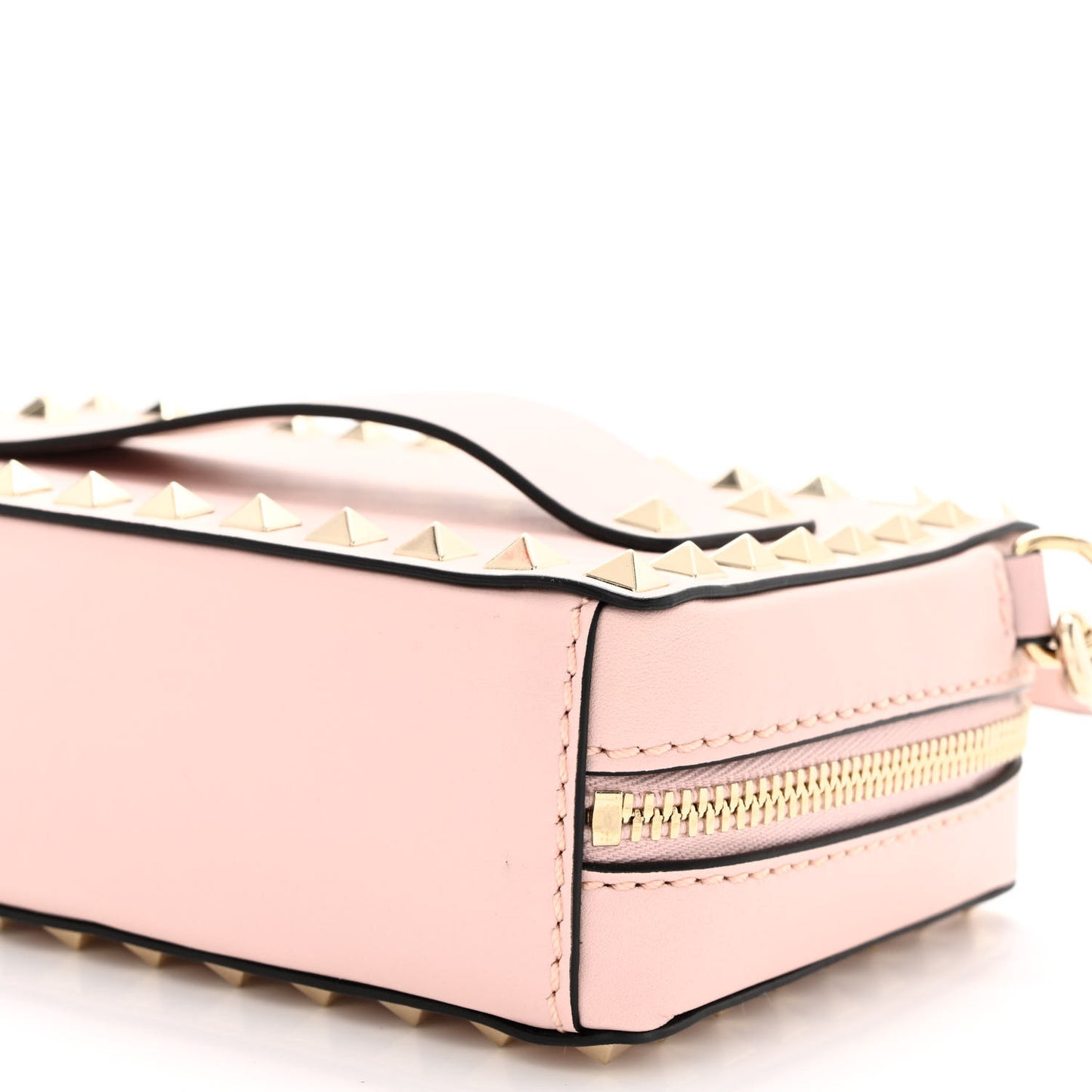 Calfskin Rockstud Crossbody Clutch Water Rose