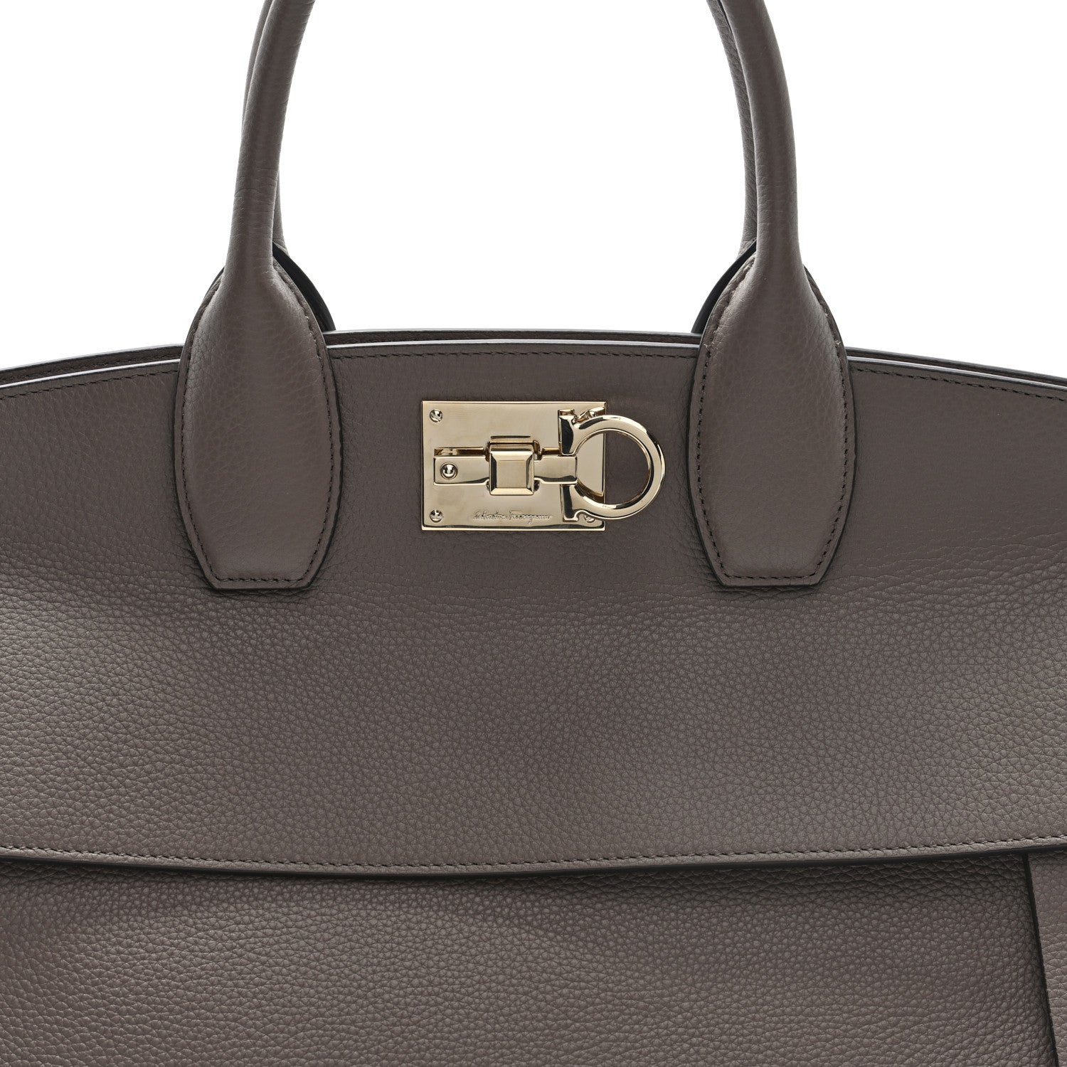Salvatore Ferragamo Calfskin Large Studio Bag Caraway Seed 7 of 9