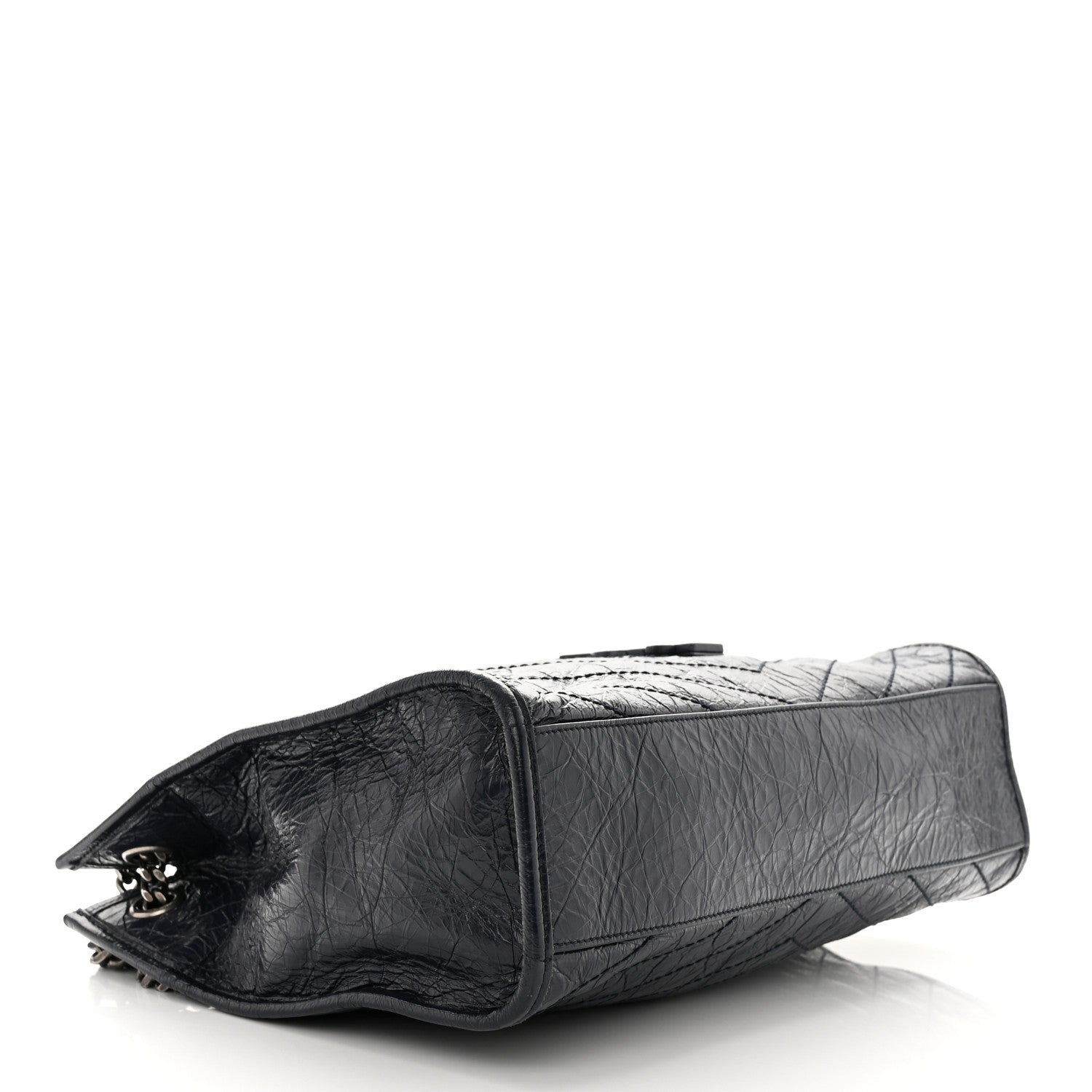 Saint Laurent Crinkled Calfskin Matelasse Monogram Medium Niki Shopper Tote Deep Marine 4 of 11