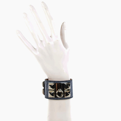 Hermes Matte Alligator Collier De Chien CDC Bracelet Brighton Bleu 2 of 7
