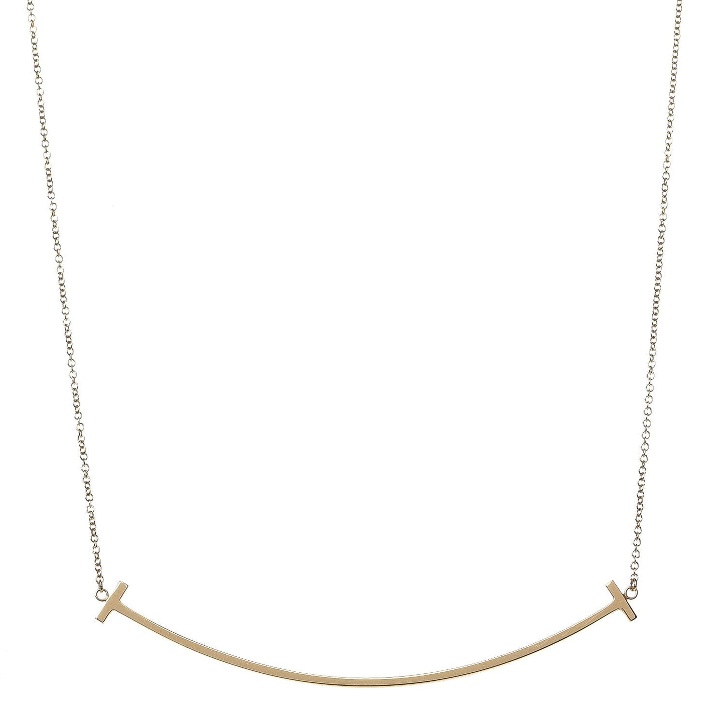 18K Yellow Gold Large T Smile Pendant Necklace