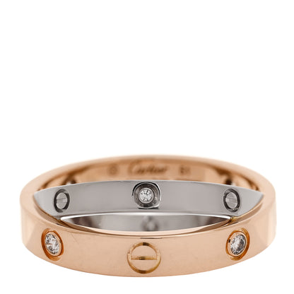 Cartier 18K Pink White Gold 6 Diamond LOVE Ring 51 5.75 1 of 5