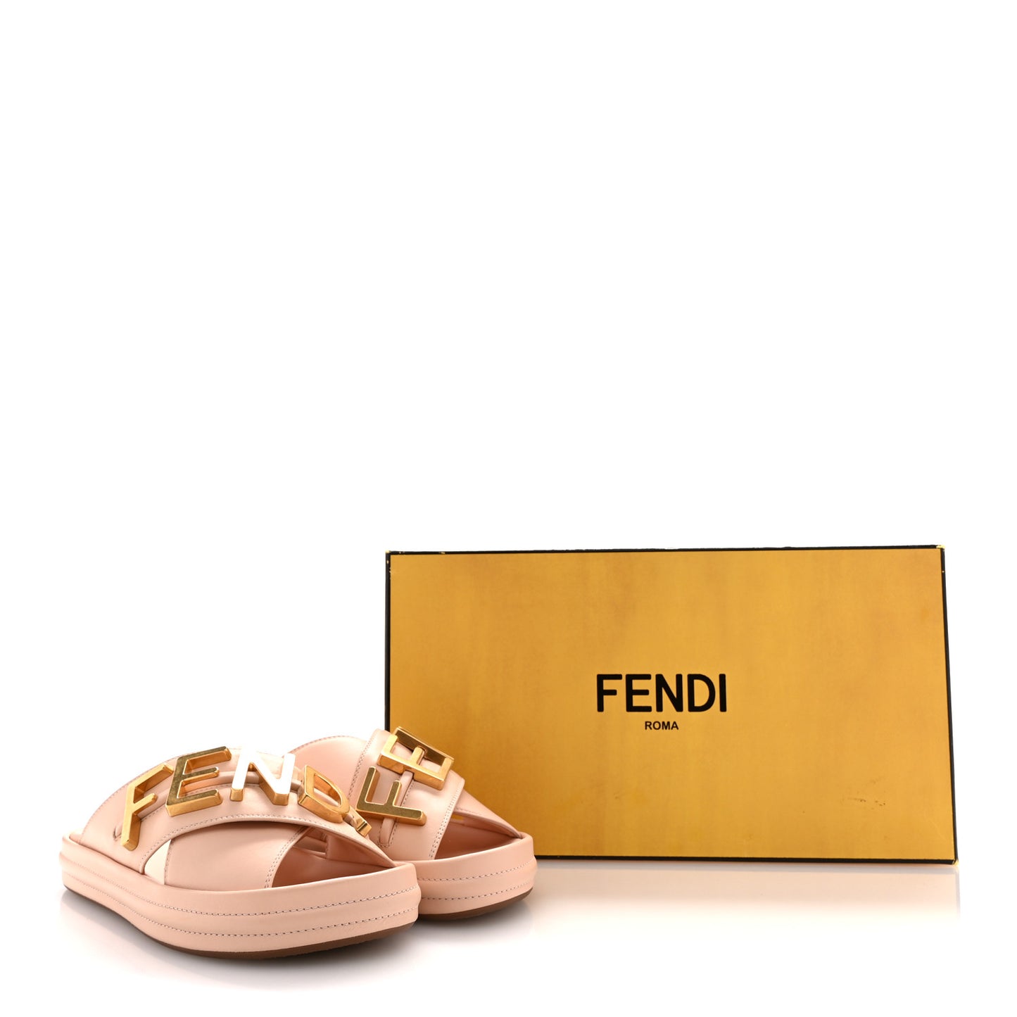 Vitello Womens Fendigraphy Slide Sandals 36 Light Rose