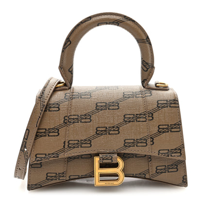 Balenciaga Coated Canvas BB Monogram Hourglass Top Handle Bag XS Beige Brown 1 of 9