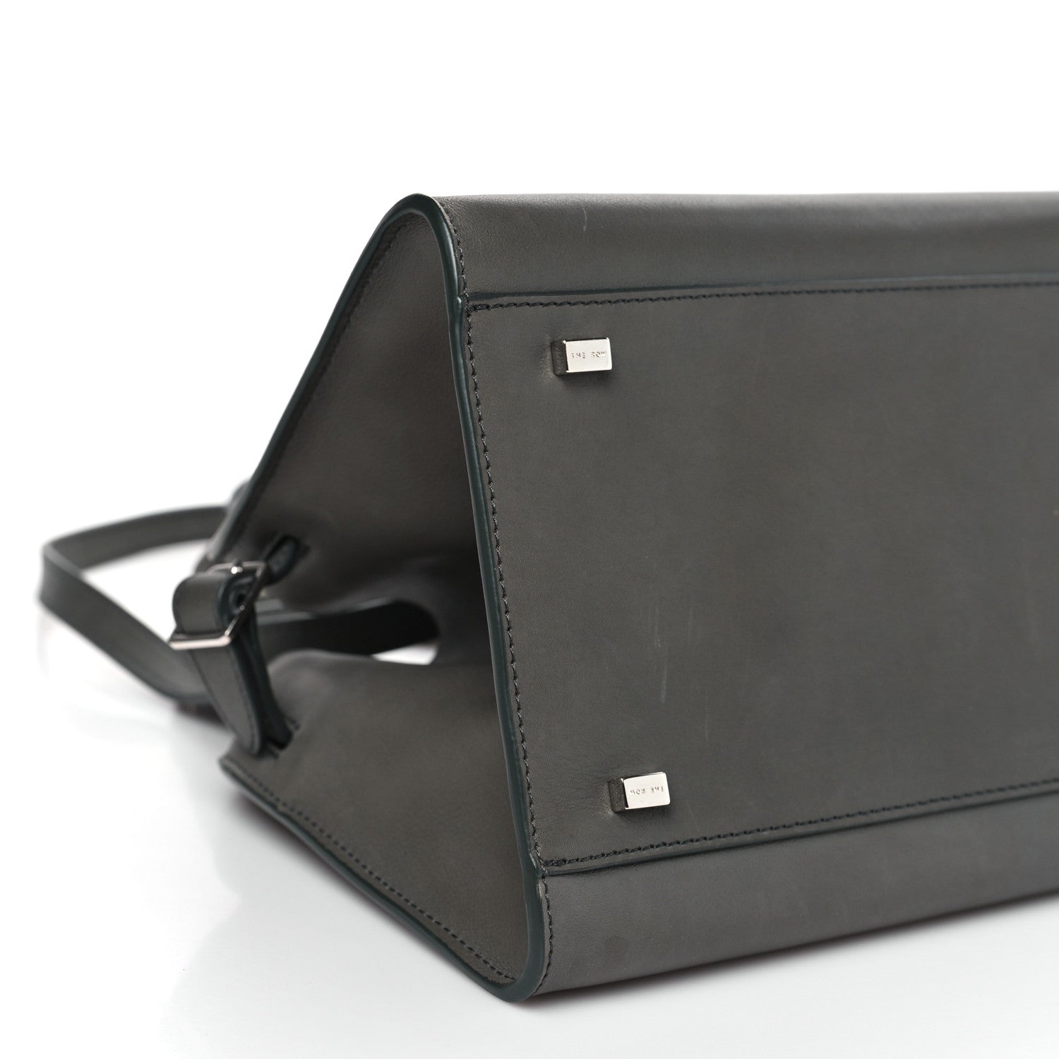 The Row Polished Saddle Calfskin Soft Margaux 10 Bag Koala Grey 8 of 9
