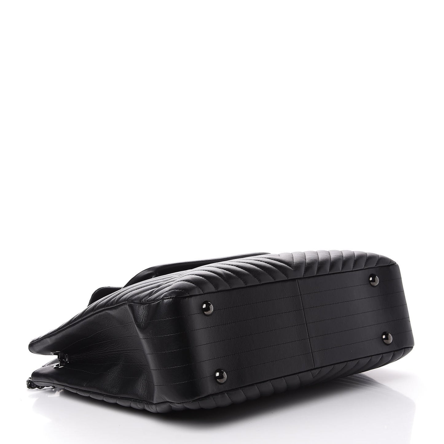 Calfskin Chevron Quilted Flap Tote So Black
