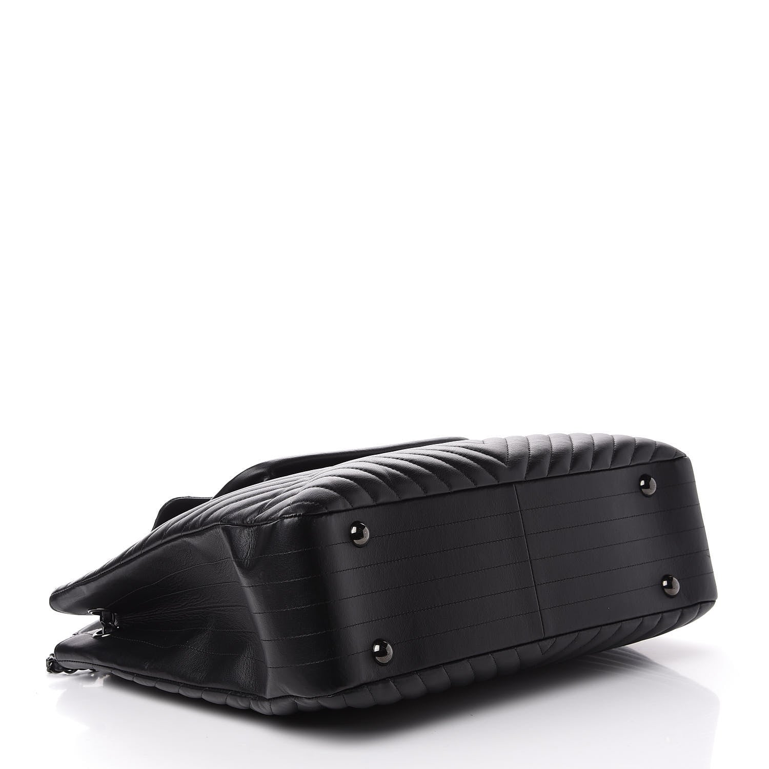 Chanel Calfskin Chevron Quilted Flap Tote So Black 4 of 11