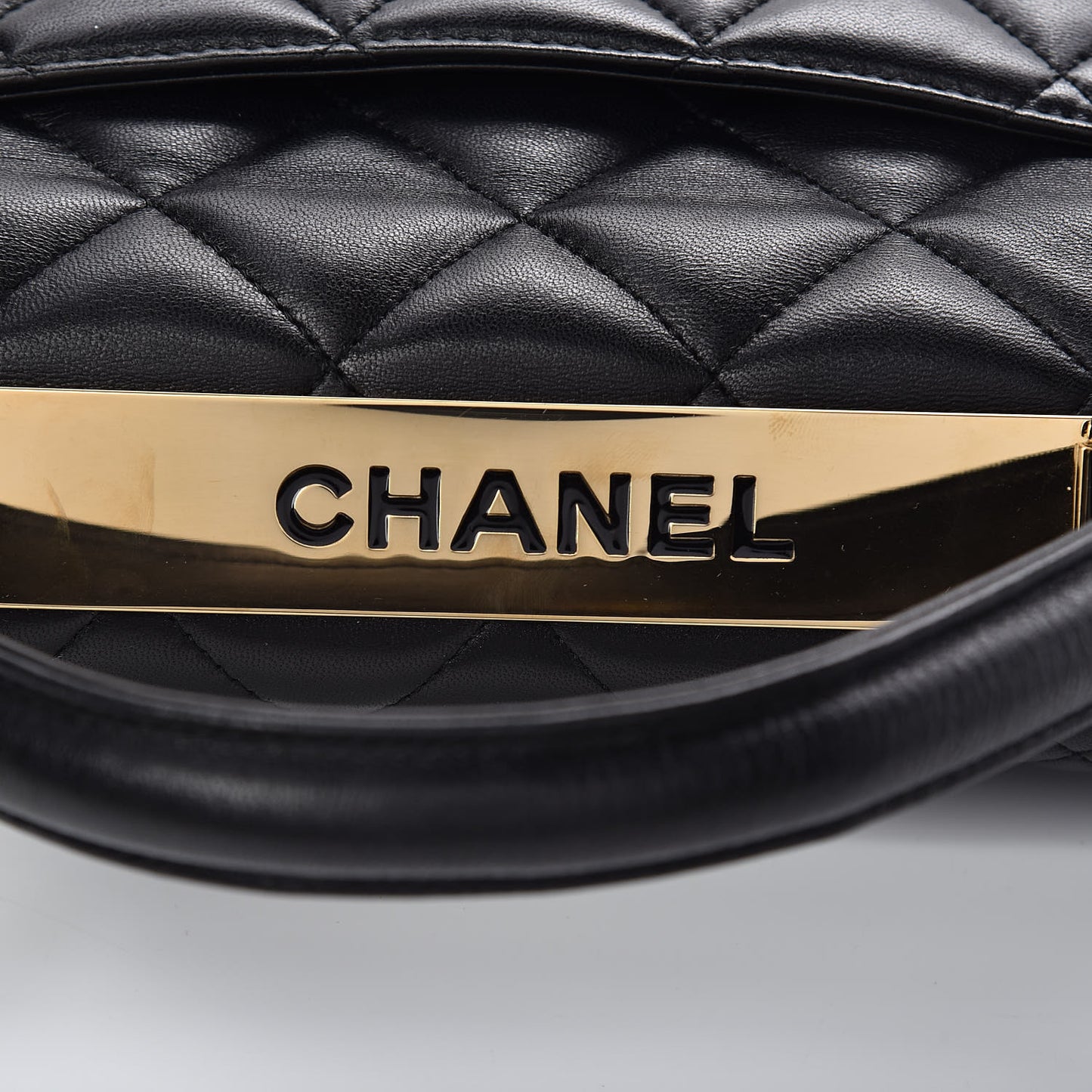 Lambskin Quilted Small Trendy CC Dual Handle Flap Bag Black