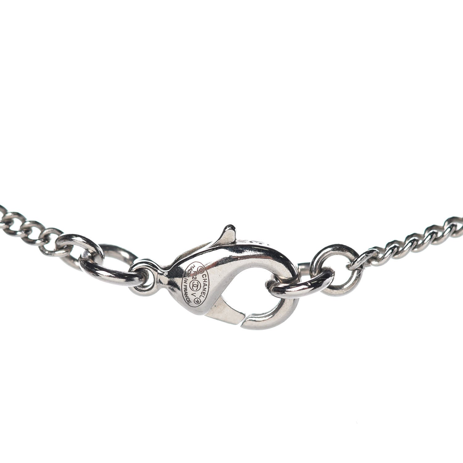 Chanel Crystal Timeless CC Necklace Silver 4 of 5